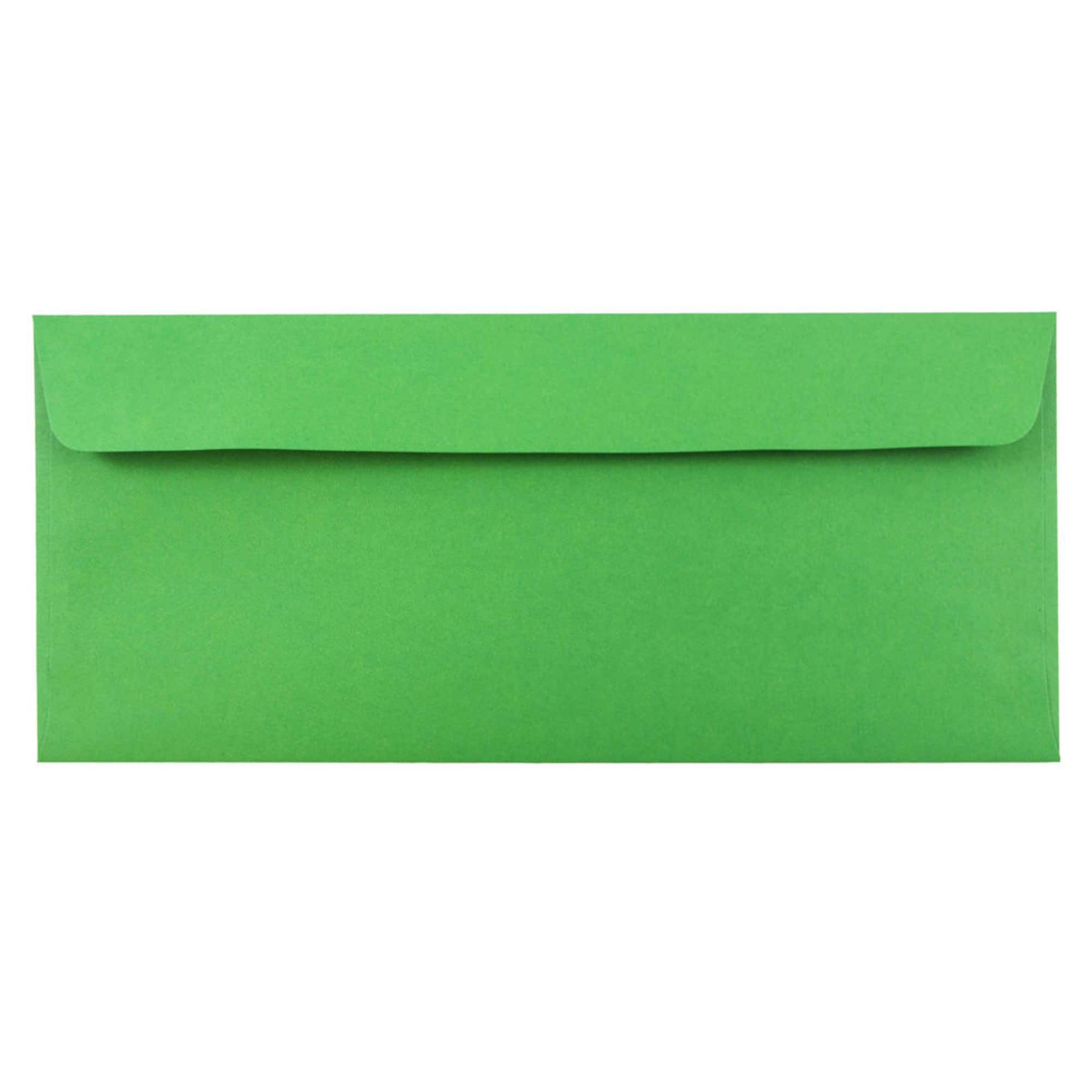 JAM Paper 4.125" x 9.5" Green Peel & Seal Closure Business Envelopes